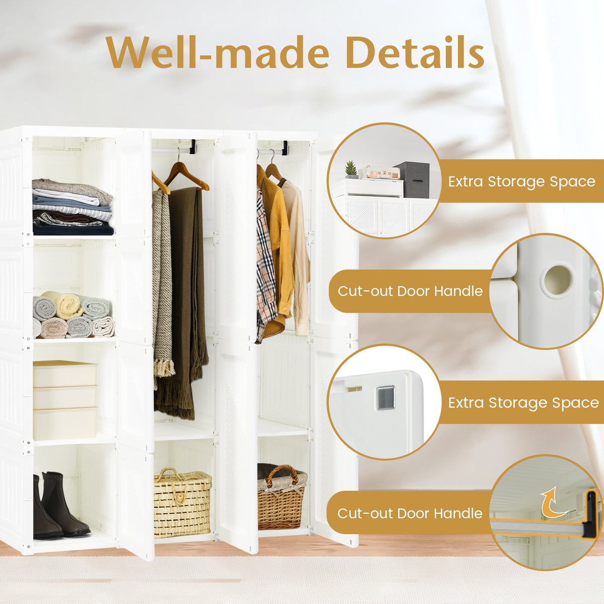 Foldable Closet Organizer with 8 Storage Cubes