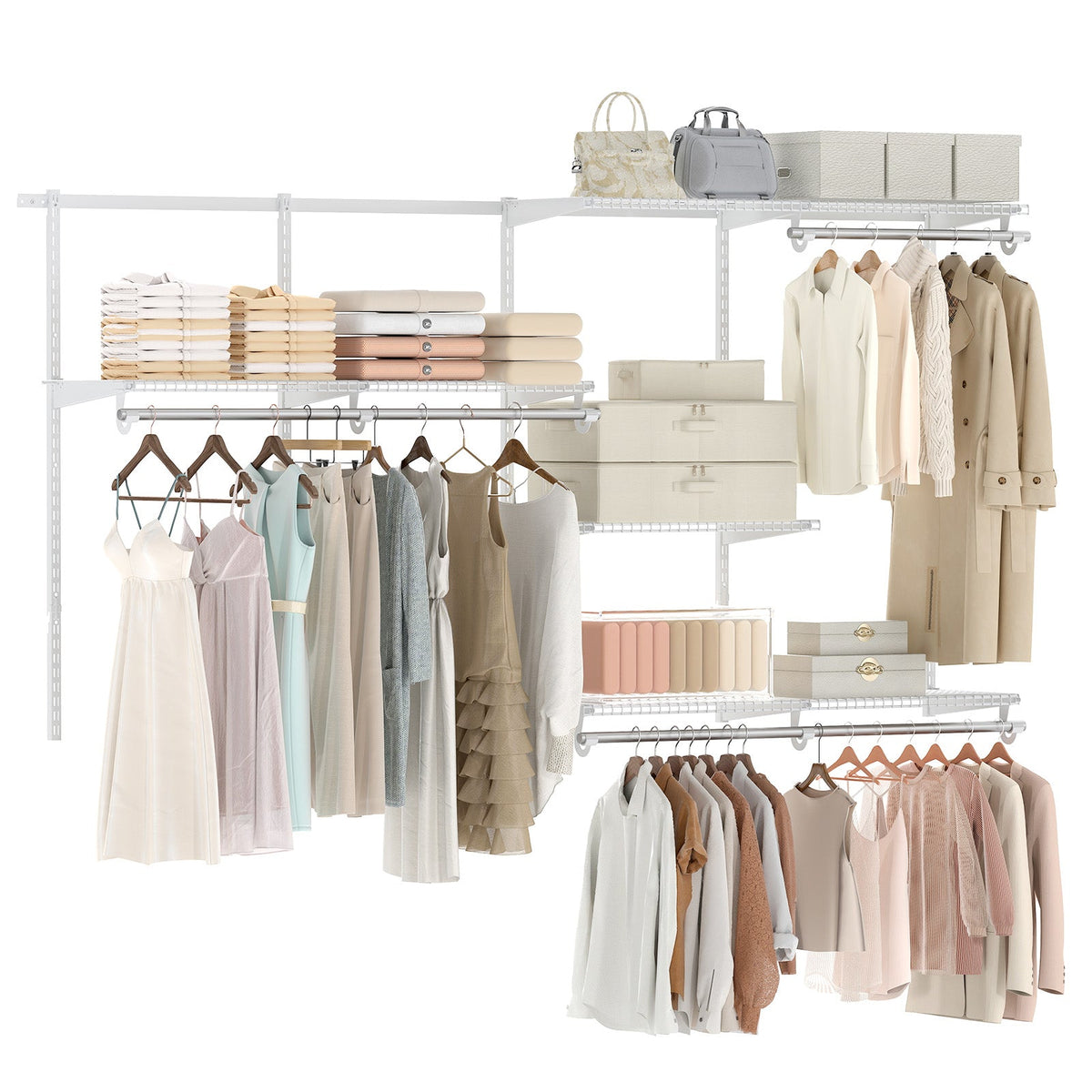 Wall Mounted Closet System, Adjustable 4-8 FT