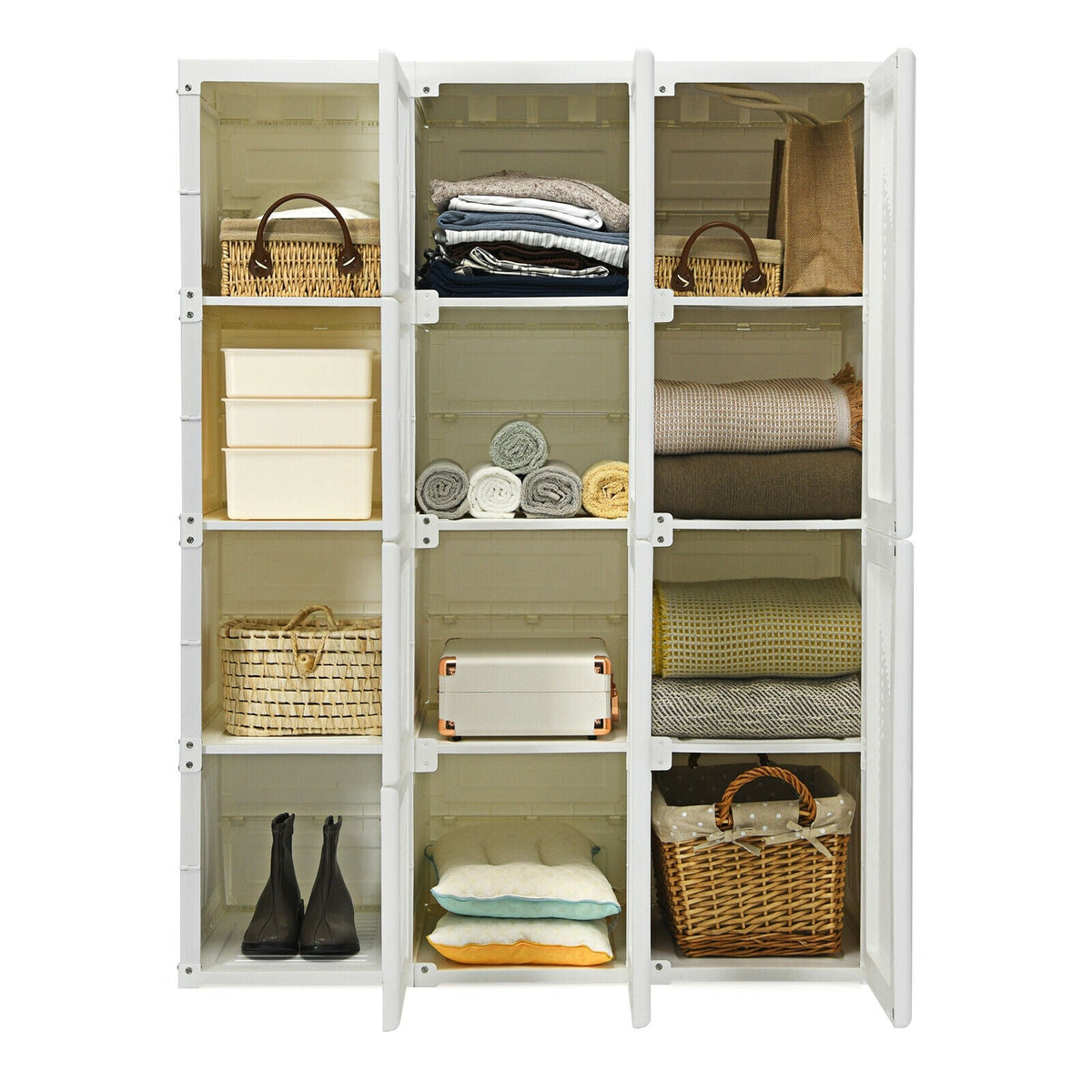 Foldable Wardrobe Closet with 12 Cubby Storage