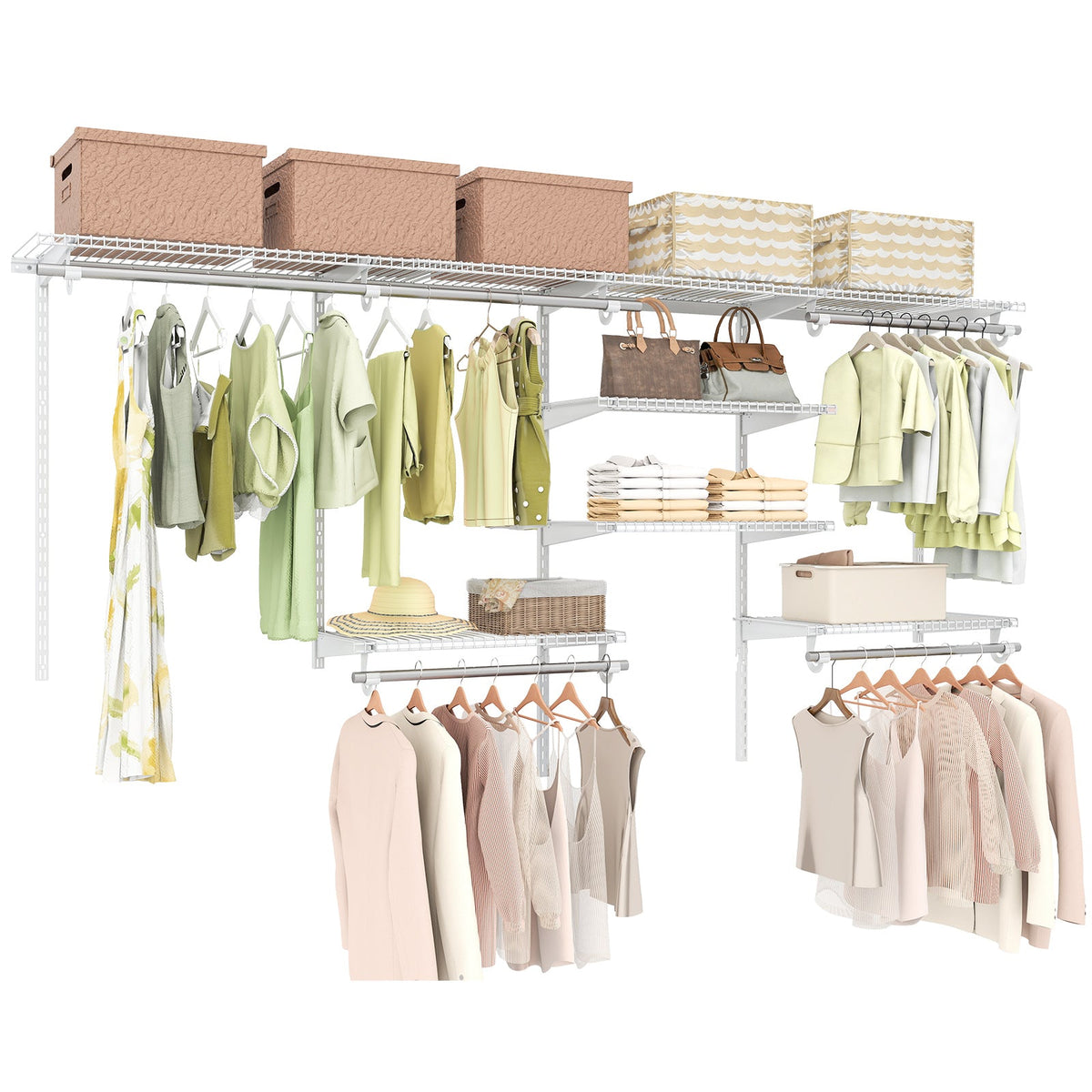 Wall Mounted Closet Organizer, Adjustable 4-8 ft