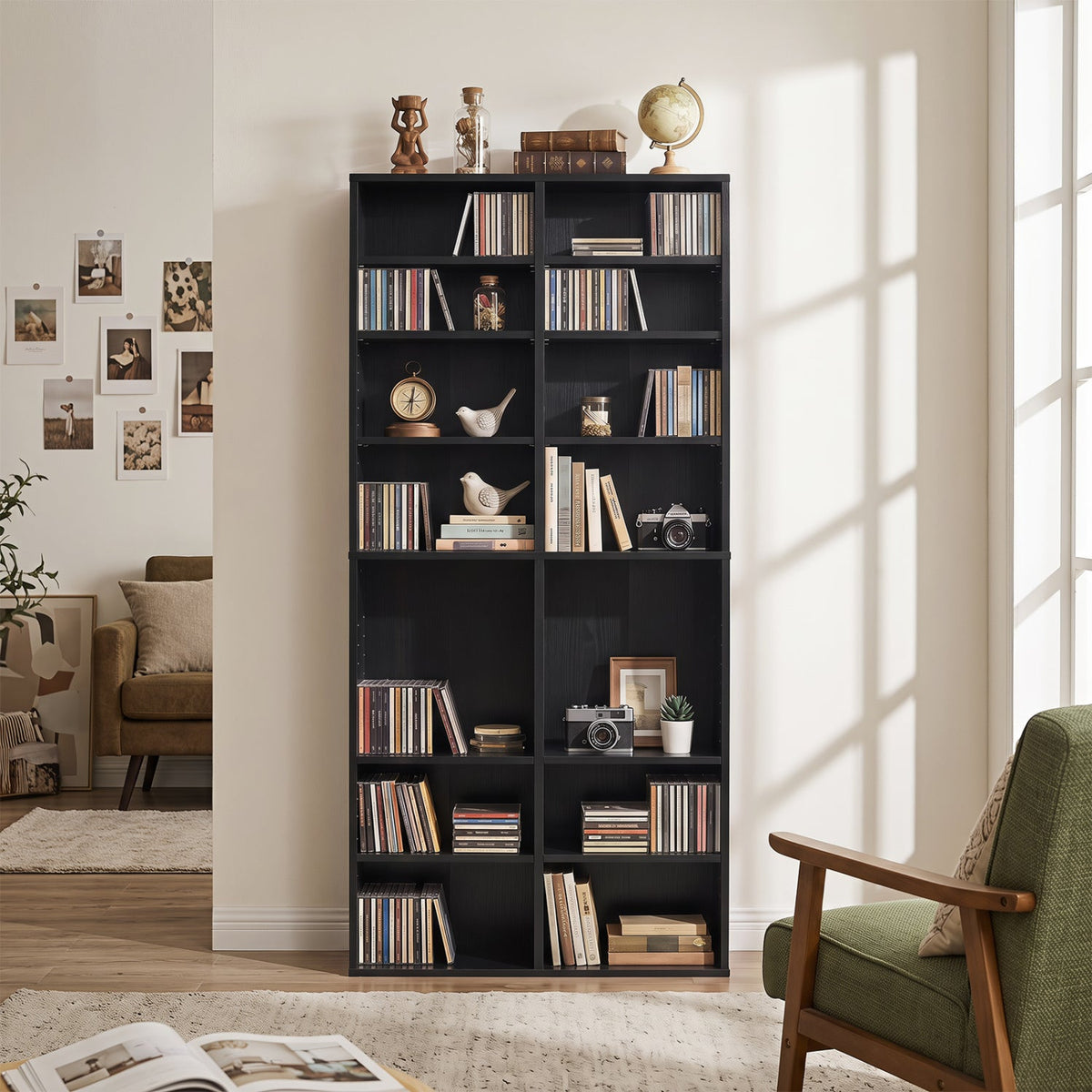 CD Storage Unit with Adjustable Shelves, 54-Inch
