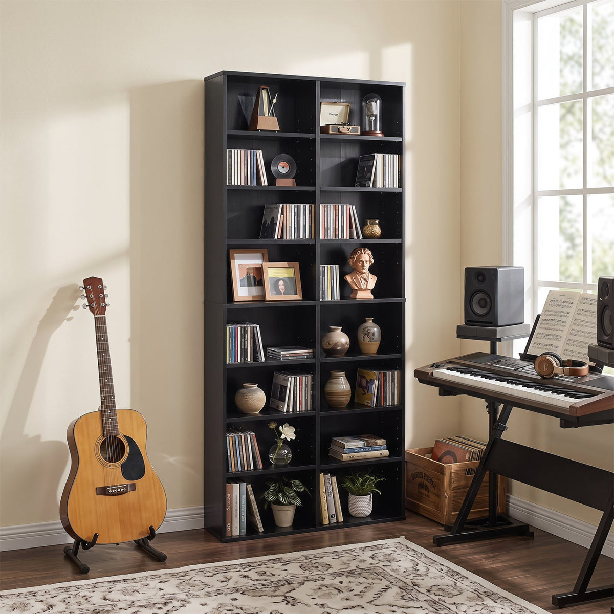CD Storage Unit with Adjustable Shelves, 54-Inch