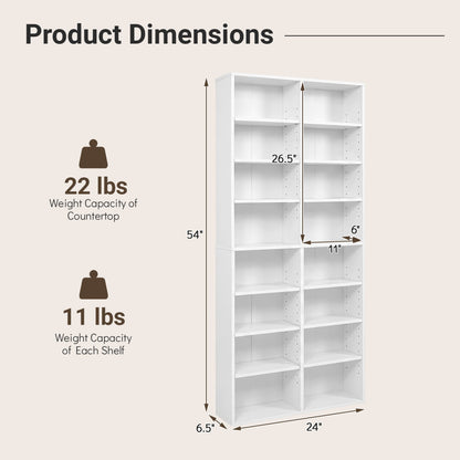 CD Storage Unit with Adjustable Shelves, 54-Inch