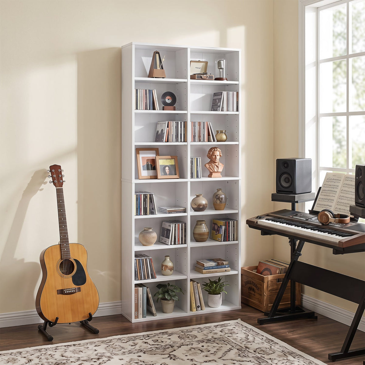 CD Storage Unit with Adjustable Shelves, 54-Inch