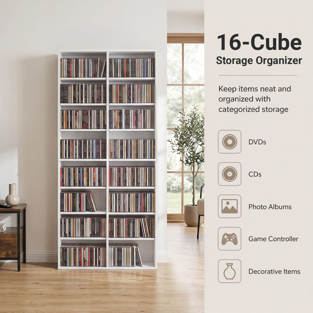 CD Storage Unit with Adjustable Shelves, 54-Inch