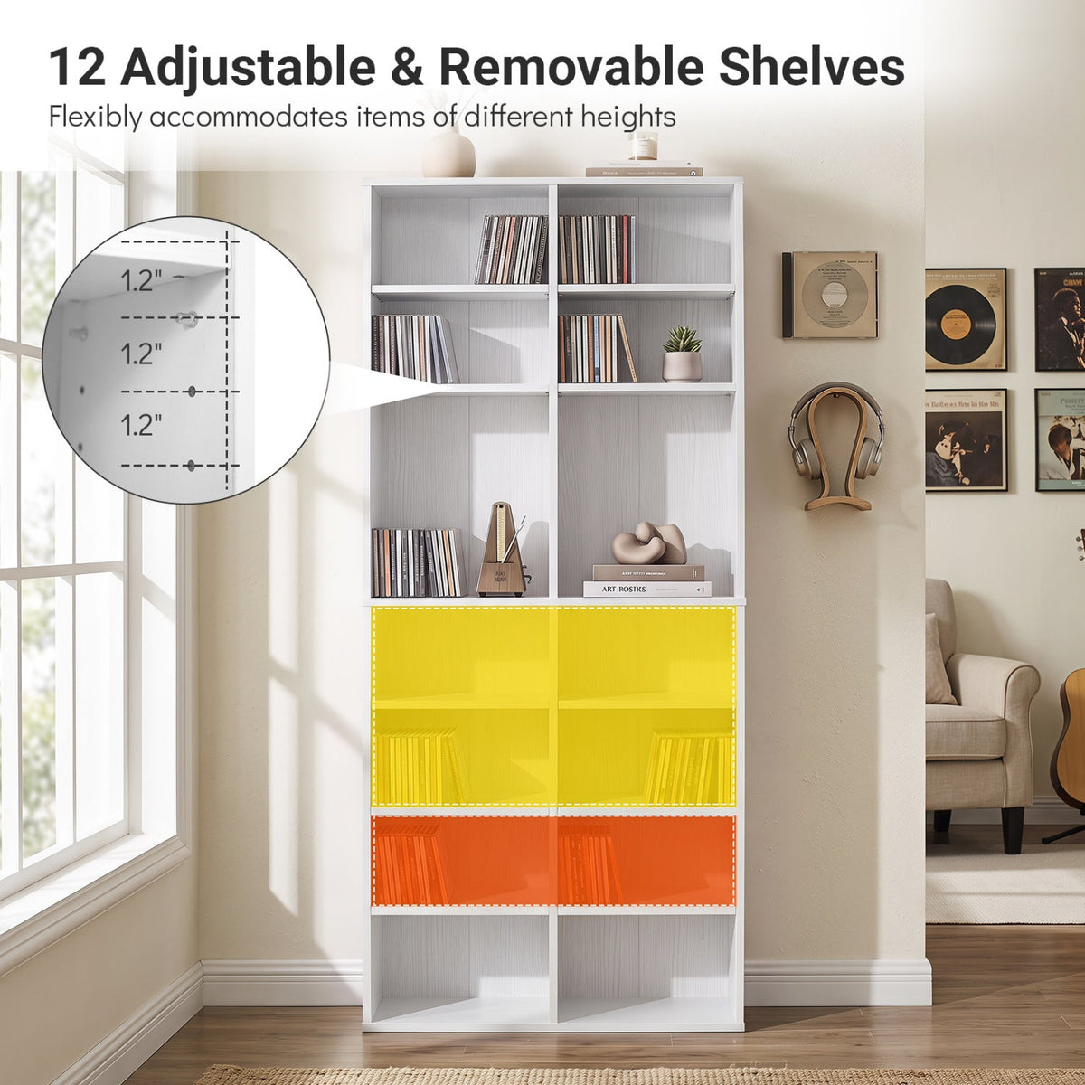 CD Storage Unit with Adjustable Shelves, 54-Inch