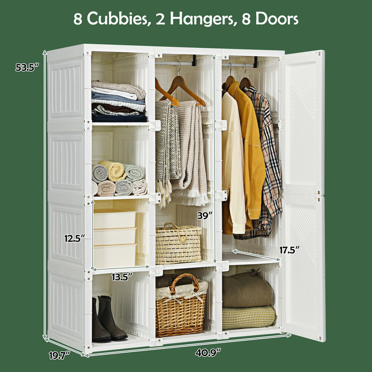 Foldable Closet Organizer with 8 Storage Cubes