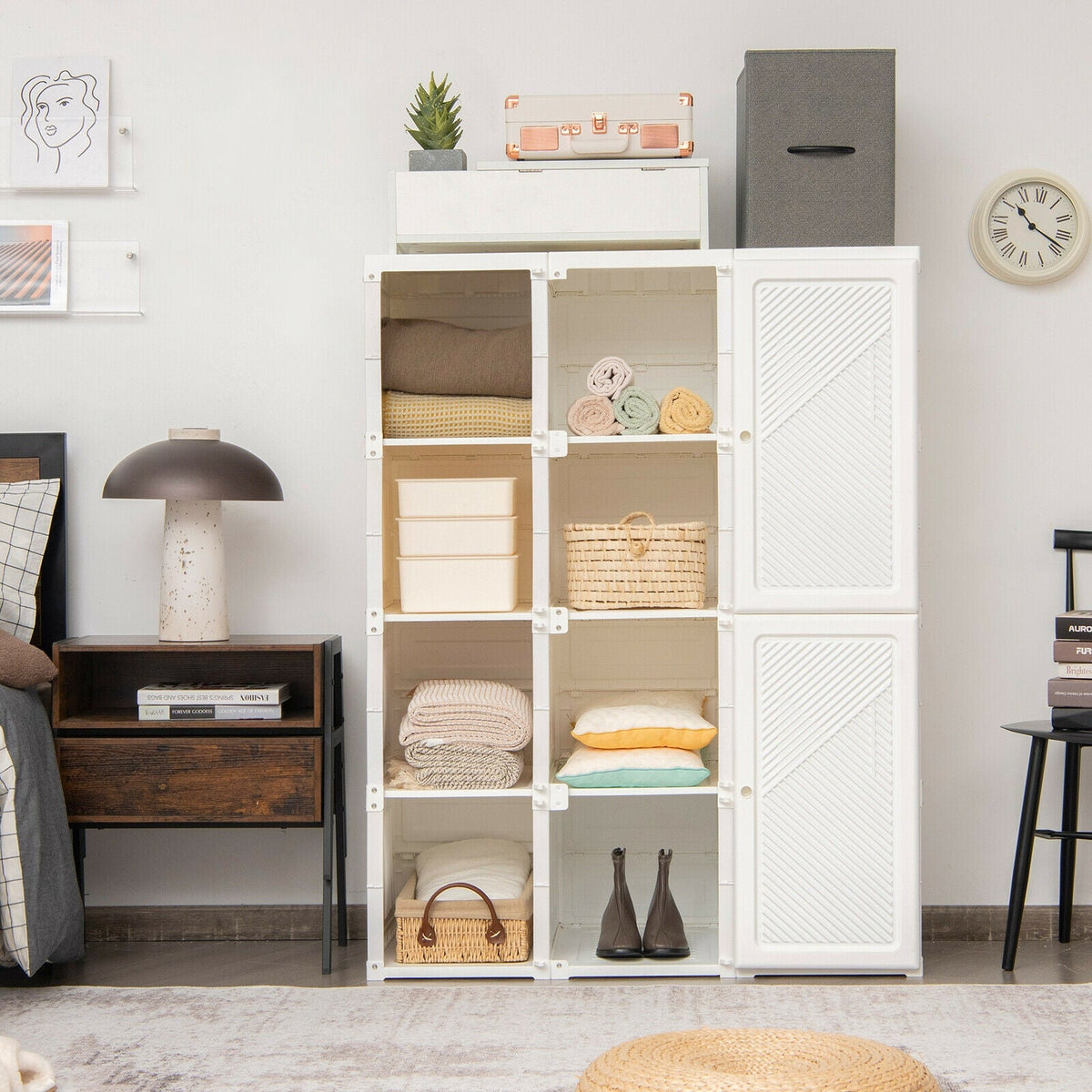 Foldable Wardrobe Closet with 12 Cubby Storage