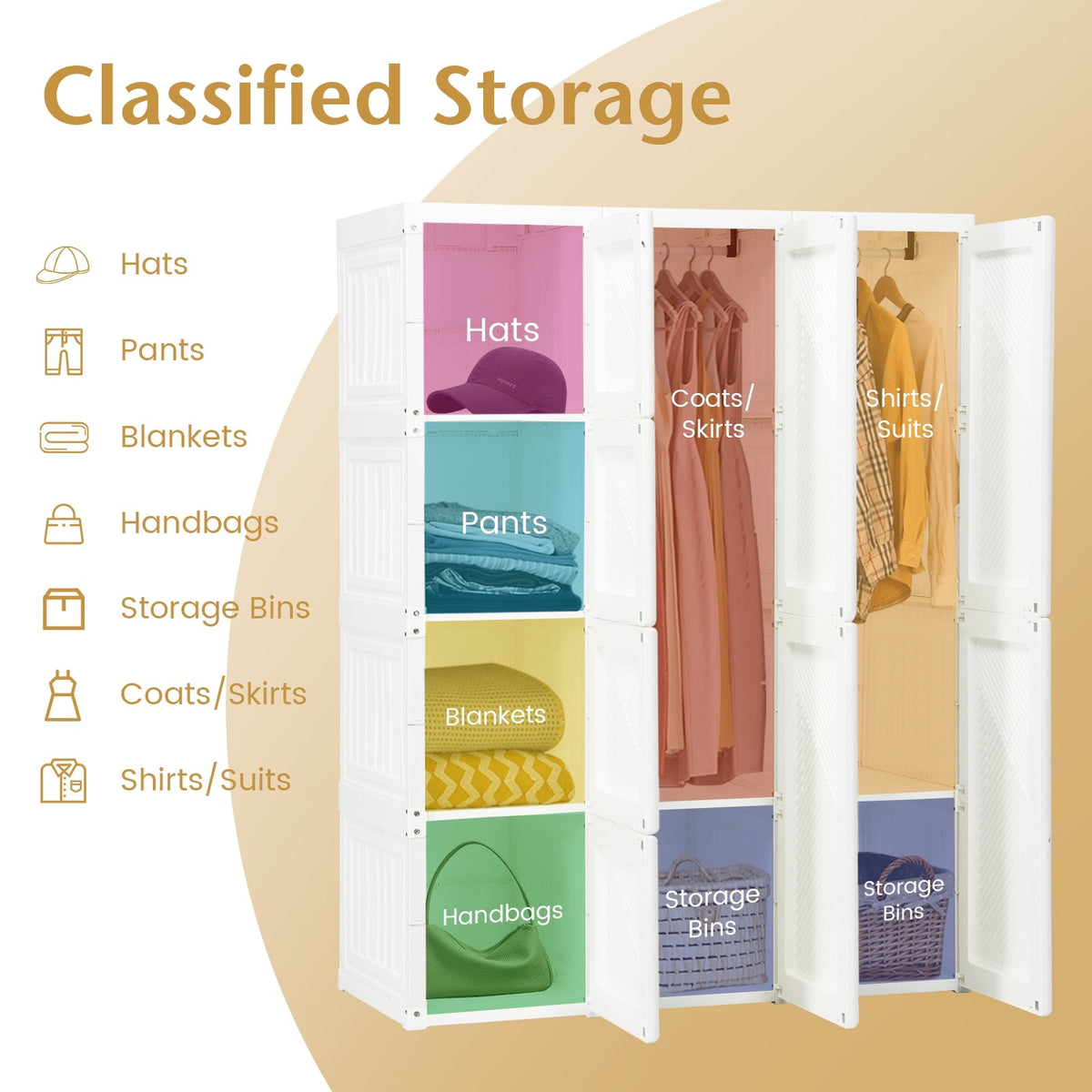 Foldable Closet Organizer with 8 Storage Cubes