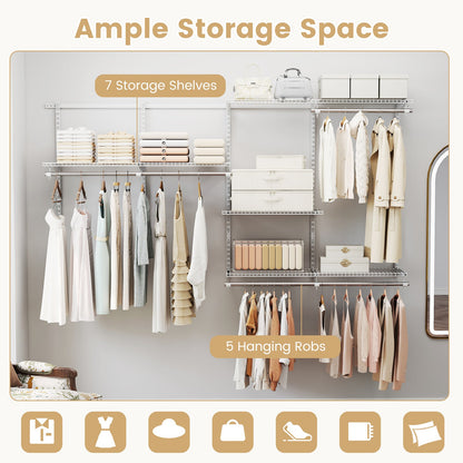 Wall Mounted Closet System, Adjustable 4-8 FT