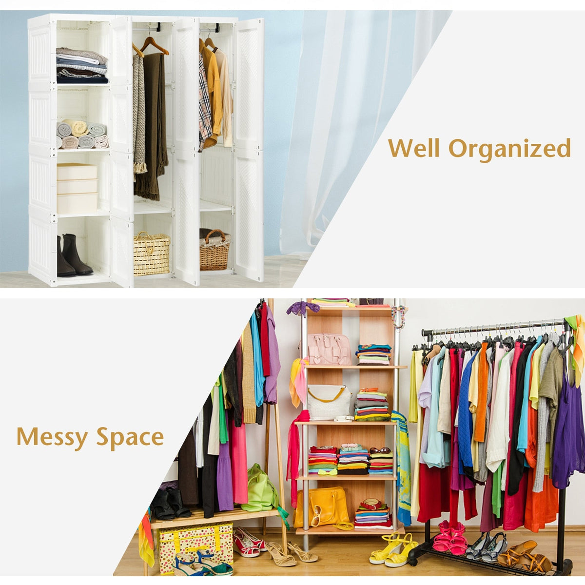 Foldable Closet Organizer with 8 Storage Cubes