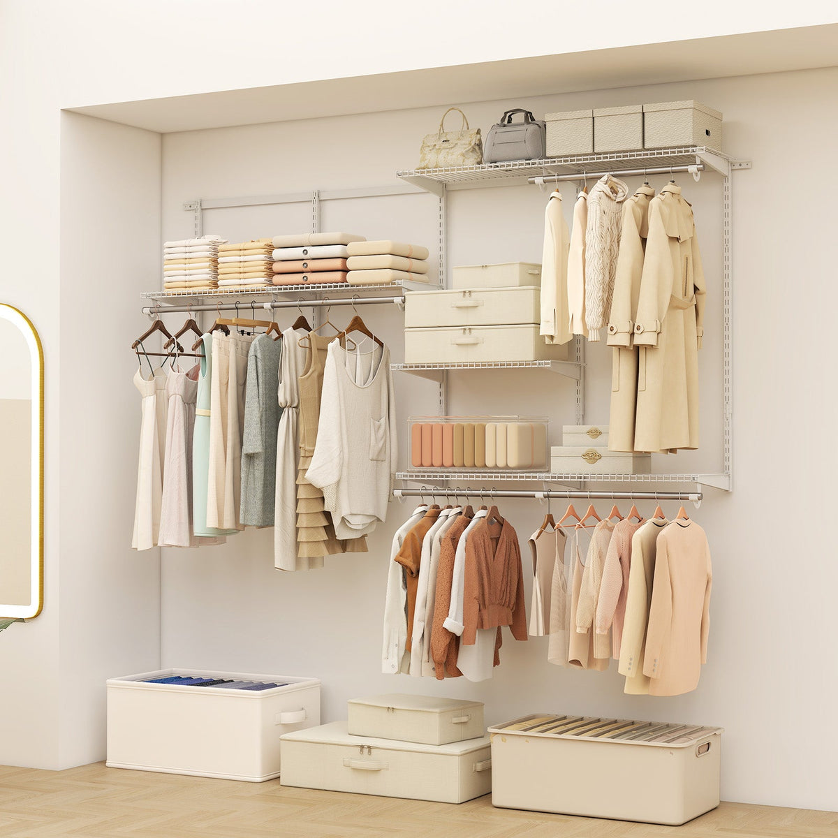 Wall Mounted Closet System, Adjustable 4-8 FT