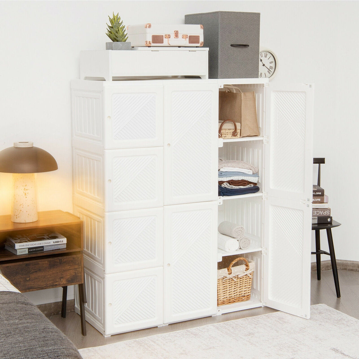 Foldable Wardrobe Closet with 12 Cubby Storage