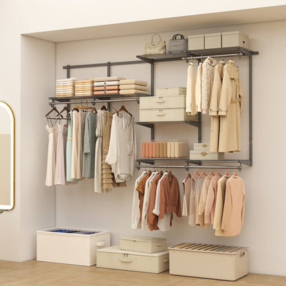 Wall Mounted Closet System, Adjustable 4-8 FT