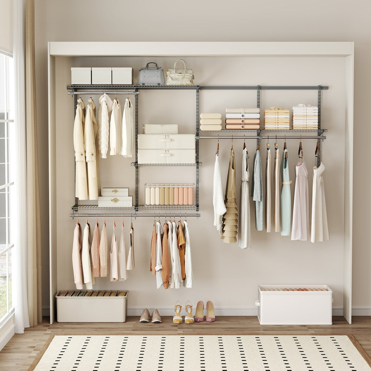 Wall Mounted Closet System, Adjustable 4-8 FT