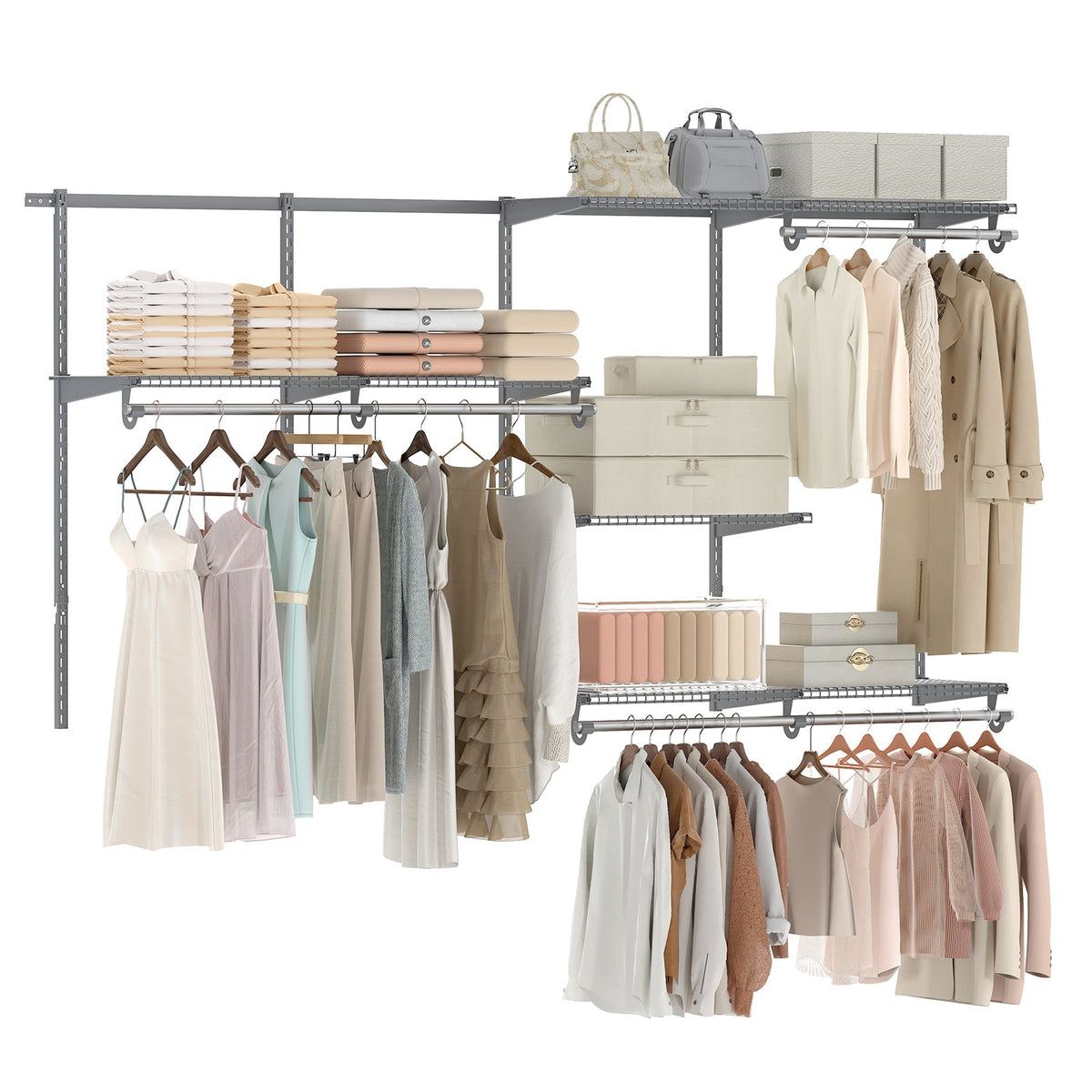 Wall Mounted Closet System, Adjustable 4-8 FT