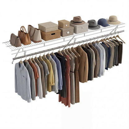 Wall Mounted Laundry Room Shelf with Hanging Rod