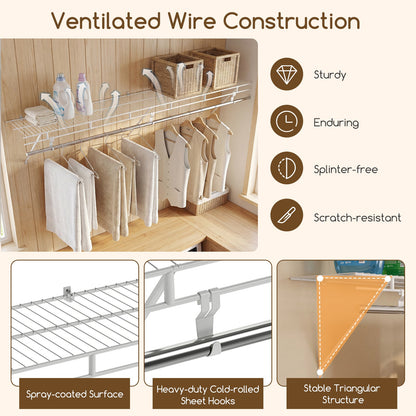 Wall Mounted Laundry Room Shelf with Hanging Rod