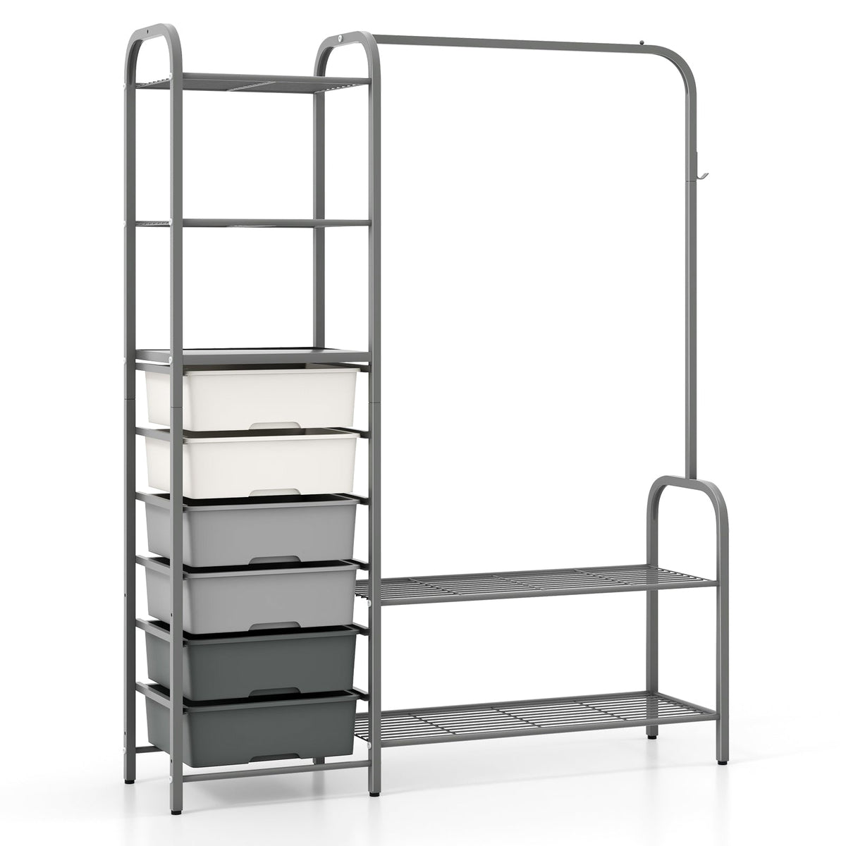 Freestanding Closet Organizer with Drawers, Gray
