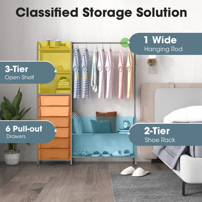 Freestanding Closet Organizer with Drawers, Gray