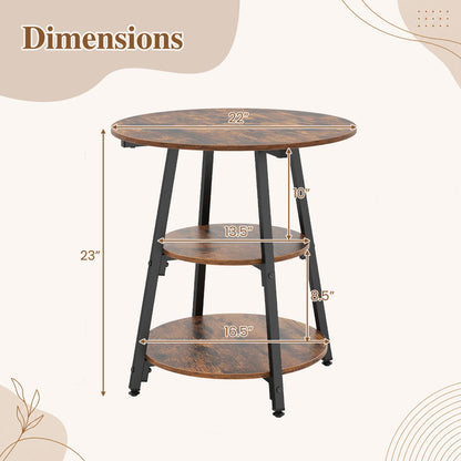 Industrial Side Tables Set of 2, 3-Tier Shelves